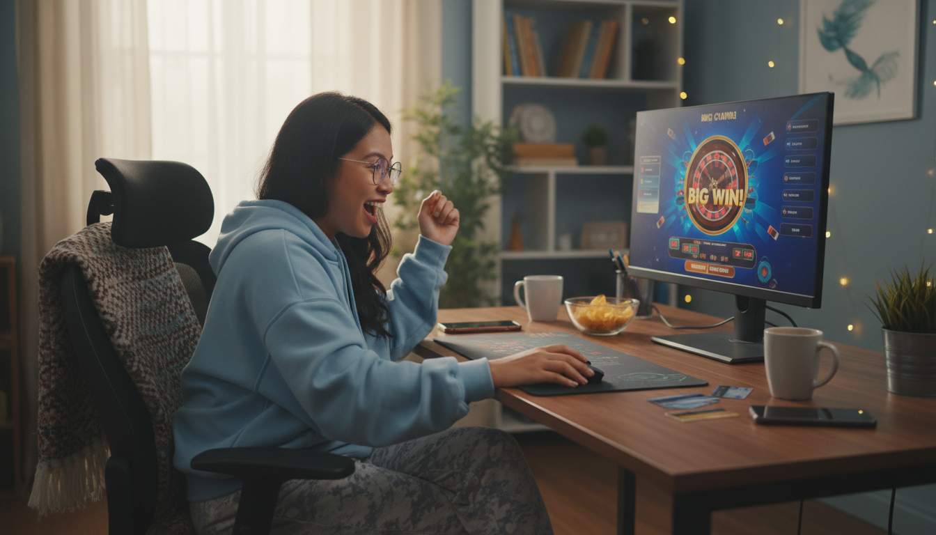 Woman playing casino games online